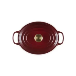 LE CREUSET Cocotte en Fonte Ovale 29 cm Garnet Bouton Doré Signature* Cocotte En Fonte