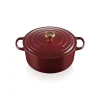 LE CREUSET Cocotte en Fonte Ronde 28 cm Garnet Bouton Doré Signature* Cocotte En Fonte