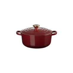 LE CREUSET Cocotte en Fonte Ronde 20 cm Garnet Bouton Doré Signature* Cocotte En Fonte