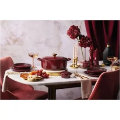 LE CREUSET Cocotte en Fonte Ronde 20 cm Garnet Bouton Doré Signature* Cocotte En Fonte