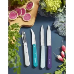 OPINEL Coffret 3 Couteaux de Cuisine et un Eplucheur Art Déco Les Essentiels* Couteau D'office|Eplucheurs, Dénoyauteur