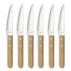 AMEFA Coffret 6 Couteaux Steak Pizza Bois 21,5 cm* Couverts