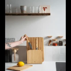 PEBBLY Coffret Affûté avec Support Magnétique, Planches et Couteaux* Rangement Couteaux|Planches À Découper