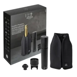 PEUGEOT Coffret Pompe à Vin et Champagne Double Manuelle ABS + Rafraichisseur Frizz Noir* Accessoires Vin