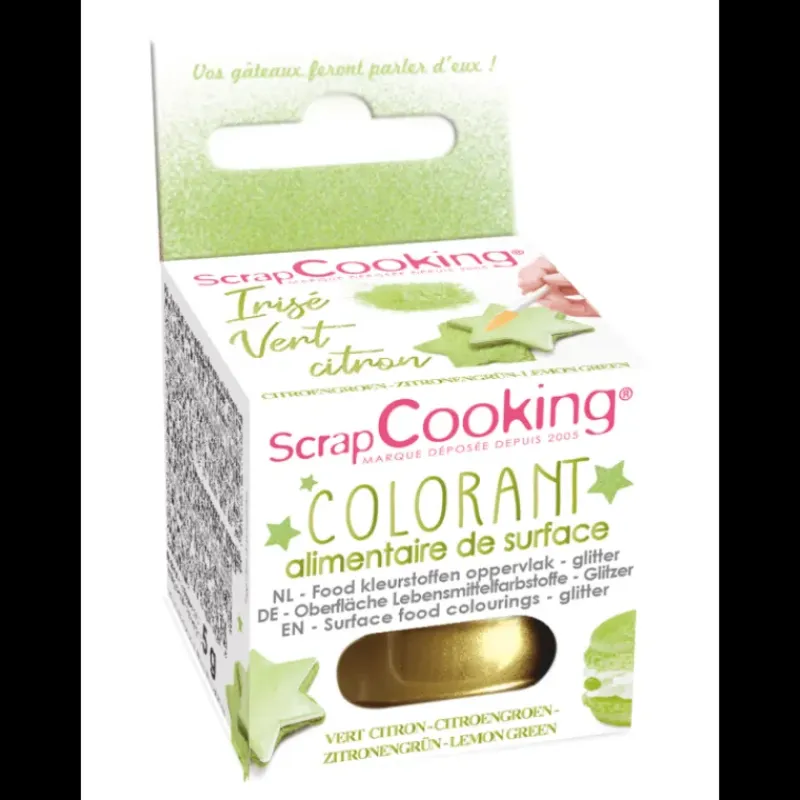 SCRAPCOOKING Colorant Alimentaire de Surface Irisé Vert Citron 5 g* Colorants Alimentaires