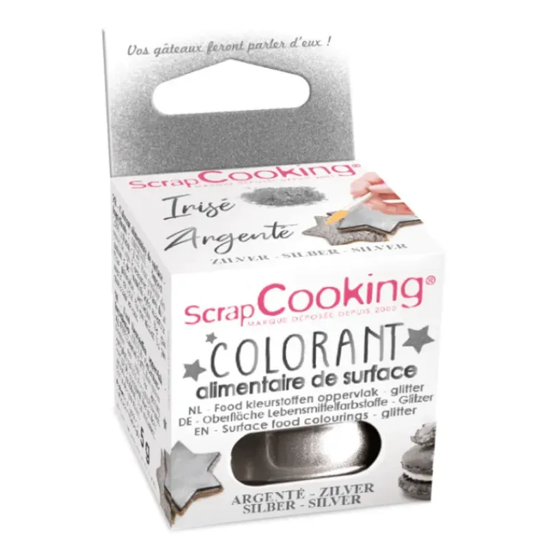 SCRAPCOOKING Colorant Alimentaire de Surface Irisé Argent 5 g* Colorants Alimentaires