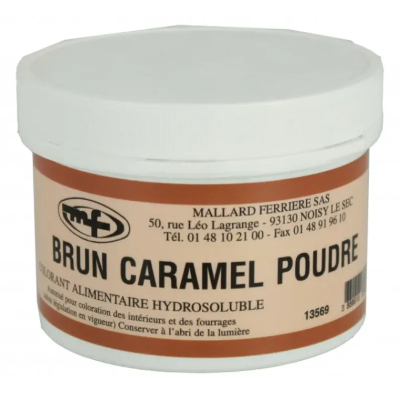 MALLARD FERRIERE Colorant alimentaire Marron Brun Caramel E102/E129/E151 Poudre Hydrosoluble 100g* Colorants Alimentaires