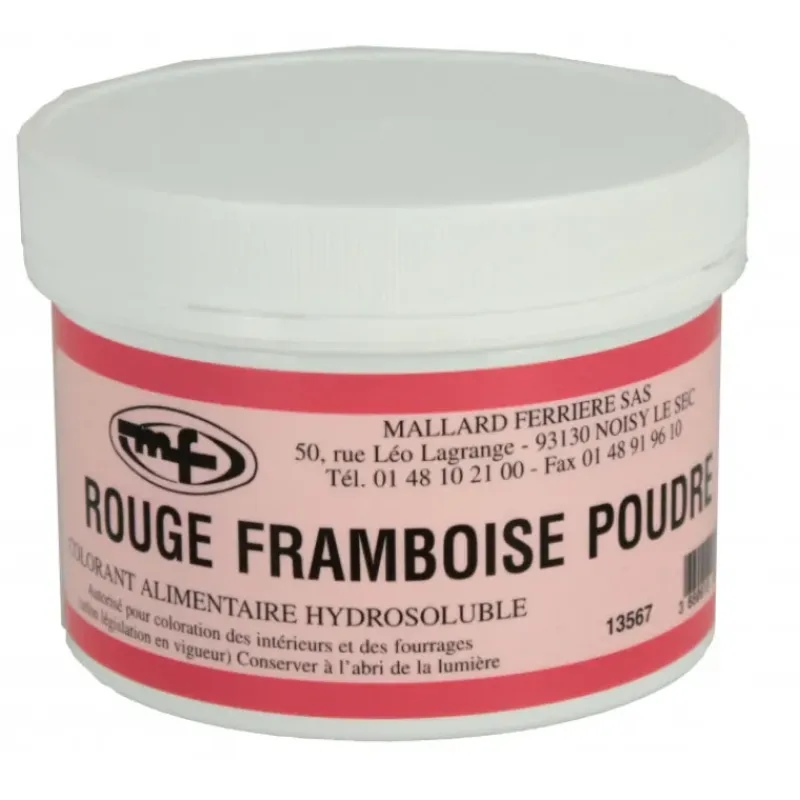 MALLARD FERRIERE Colorant alimentaire Rouge Framboise E122 Poudre Hydrosoluble 100g* Colorants Alimentaires