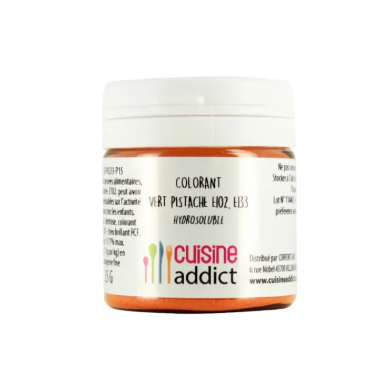 CUISINEADDICT Colorant alimentaire Vert Pistache E102/E133 Poudre Hydrosoluble 25 g* Colorants Alimentaires