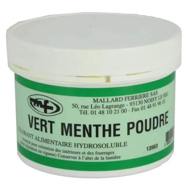 MALLARD FERRIERE Colorant alimentaire Vert Menthe E102/E131 Poudre Hydrosoluble 100g* Colorants Alimentaires