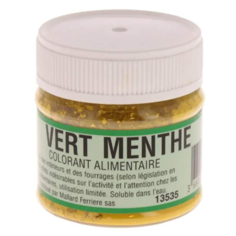 MALLARD FERRIERE Colorant alimentaire Vert Menthe E102/E131 Poudre Hydrosoluble 20g* Colorants Alimentaires