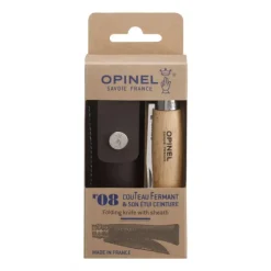 OPINEL Couteau de Poche N°8 en Inox avec Etui Hêtre* Couverts