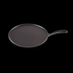 LE CREUSET Crêpière en Fonte 27 cm Noir Mat avec Spatule & Râteau* Poêles