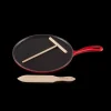 LE CREUSET Crêpière Fonte Émaillée 27 cm Cerise avec Accessoires* Poêles