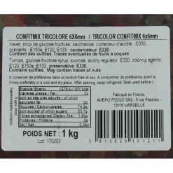 CUISINEADDICT Cubes de Fruits Confits tricolores 1kg* Fruits Confits