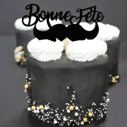 PATISDECOR Décor Bonne Fête Moustache sur Pic (x2) Patisdécor* Décoration Gâteau