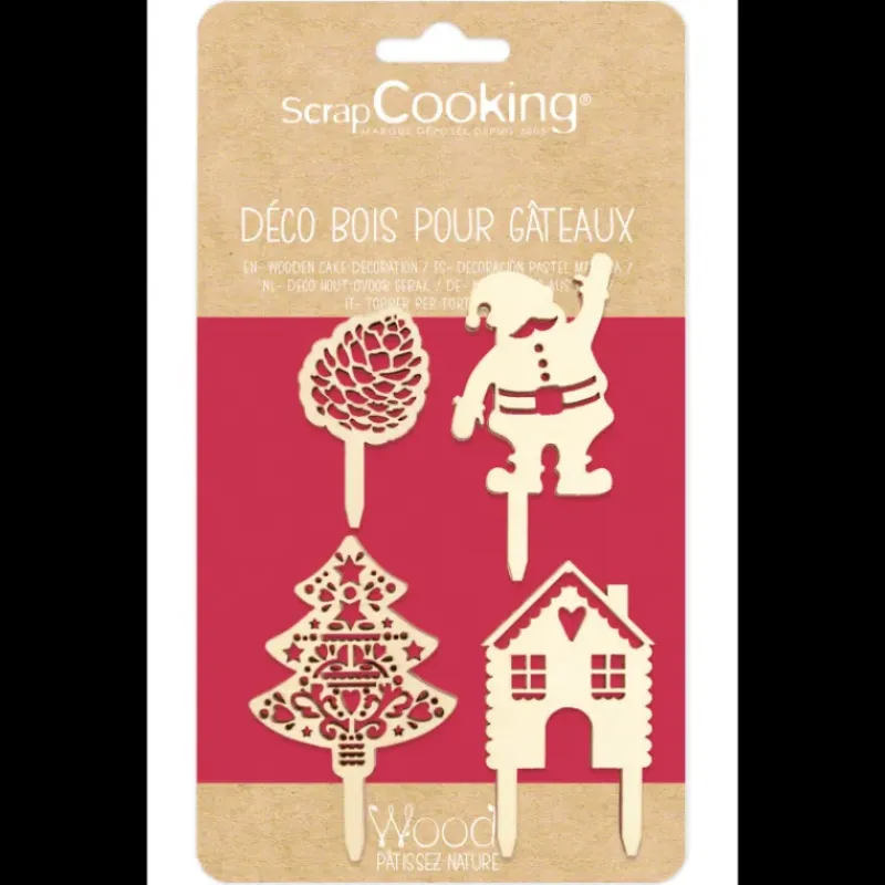 SCRAPCOOKING Décor de Bûche en Bois (x4)* Décoration Gâteau