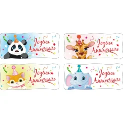 FLORENSUC Décoration en Azyme Joyeux Anniversaire Animaux x 24* Décoration Comestible