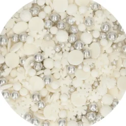 FUNCAKES Décoration en Sucre Mélange Hiver Blanc et Argenté 50 g* Décoration Comestible