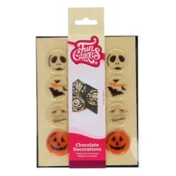 FUNCAKES Décors Chocolat Blanc 4 Motifs Halloween (x12)* Décoration Comestible
