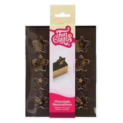 FUNCAKES Décors Chocolat Noir Étoiles Or (x12)* Décoration Comestible