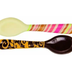 FLORENSUC Décors en Chocolat Blanc et Noir Cuillères Multicolores et Or 85x20 mm (x48)* Décoration Comestible