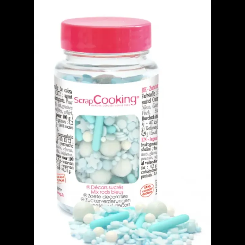 SCRAPCOOKING Décors en Sucre Mélange Rods Bleu 70 g* Décoration Comestible