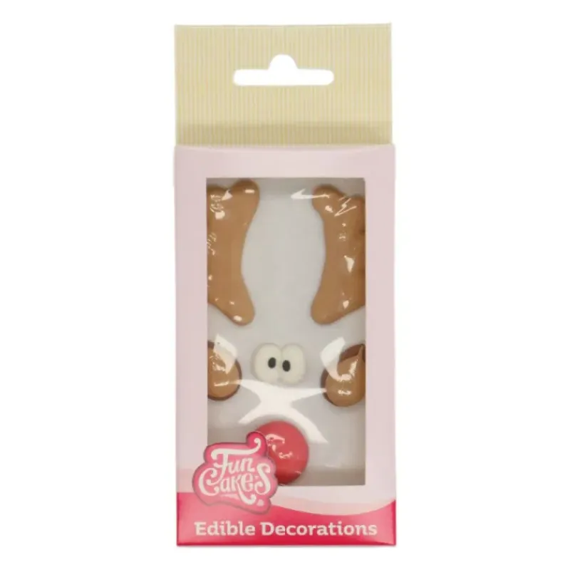 FUNCAKES Décors en Sucre Renne Rudolph au Nez Rouge Noël* Décoration Comestible