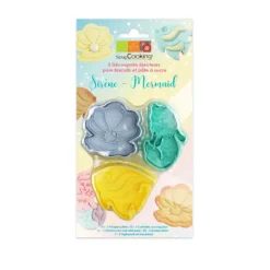SCRAPCOOKING Emporte-Pièce Sirène, Coquillage, Poisson x3 avec poussoir éjecteur* Emporte Pièce - Découpoir Pâtisserie