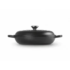 LE CREUSET Faitout Noir Mat en Fonte avec Intérieur Noir 30 cm Signature* Faitout