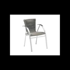 LYROSE Fauteuil Tressé Structure Aluminium Djerba Gris* Mobilier Terrasse Restaurant