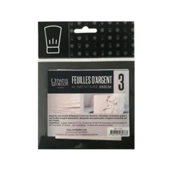 PATISDECOR Feuilles d'Argent Alimentaire 8 cm (x3) Patisdécor* Décoration Comestible