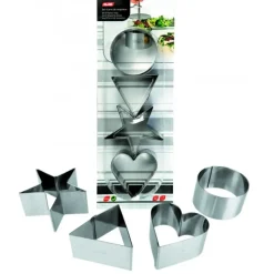 IBILI FIN DE SERIE Lot 4 Emporte-Pièces Inox Coeur, Triangle, Étoile et Cercle 8 cm* Emporte Pièce - Découpoir Pâtisserie