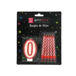 GATODECO FIN DE SERIE Lot de 10 Bougies et 1 Bougie Chiffre 0 Gatodéco* Décoration Gâteau