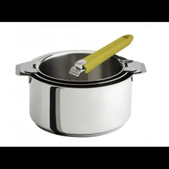 CRISTEL FIN DE SERIE Lot de 3 Casseroles inox avec Poignée Jaune Mutine Amovible* Batterie De Cuisine|Casseroles