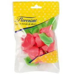 FLORENSUC Fleurs de rose carmin x6, grandes feuilles x12 - en Azyme* Décoration Comestible