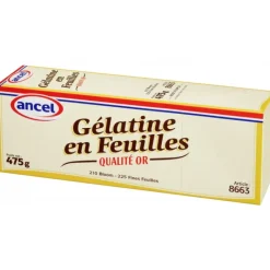 ANCEL Gélatine en feuilles qualité or 475 g (225 feuilles)* Additifs Alimentaires|Produits Pâtisserie