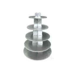 GATODECO Grand Présentoir Argenté Cupcakes 5 Etages Ronds Gatodéco* Présentoirs Pour Gâteaux