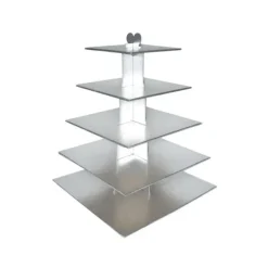 GATODECO Grand Présentoir Argenté Cupcakes 5 Etages Carrés Gatodéco* Présentoirs Pour Gâteaux
