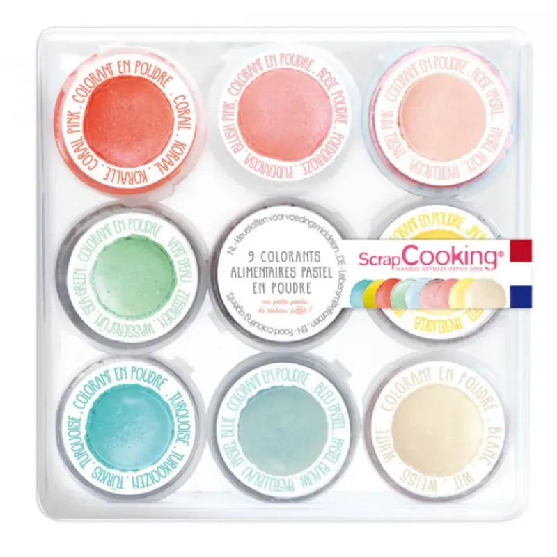 SCRAPCOOKING Kit colorant alimentaire pastel en poudre 15.8 g (x9)* Colorants Alimentaires