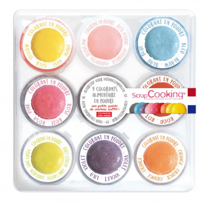 SCRAPCOOKING Kit Colorant Alimentaire en Poudre 15,8 g (x9)* Colorants Alimentaires