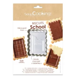 SCRAPCOOKING Kit Emporte-Pièce et Moule à Chocolat Biscuit School* Moules À Chocolat|Emporte Pièce - Découpoir Pâtisserie