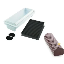 SILIKOMART Kit Moule à Bûche Torsade Plastique 25 x 8 cm x H 6,7 cm Professional* Moules À Gâteaux