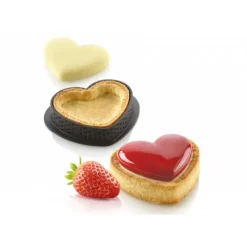 SILIKOMART Kit Moule Silicone 8 Tartelettes Cœur 8 x 7 cm Professional* Moule Silicone|Moules À Gâteaux