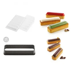 SILIKOMART Kit Moule Silicone 6 Tartelettes Rectangle 120mm Professional* Moule Silicone|Moules À Gâteaux