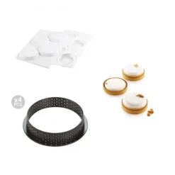 SILIKOMART Kit Moule Silicone 4 Tartelettes Ø 100mm Professional* Moule Silicone|Moules À Gâteaux
