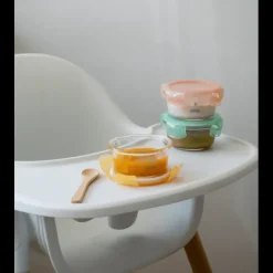 PEBBLY Lot 3 Boîtes de Conservation Rondes pour Bébé en Verre Graduées 240 ml* Conservation