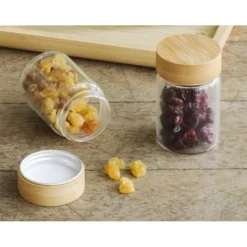PEBBLY Lot 3 Pots en Verre et Bambou 75 ml* Conservation