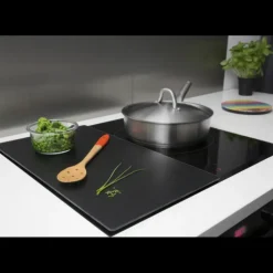 PEBBLY Lot 2 Protections Plaque de Cuisson en Verre Noir* Planches À Découper
