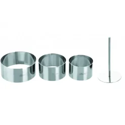 IBILI Lot Cercle Inox avec Poussoir Ø 7 / 8 et 10 cm (x3)* Cercle À Patisserie